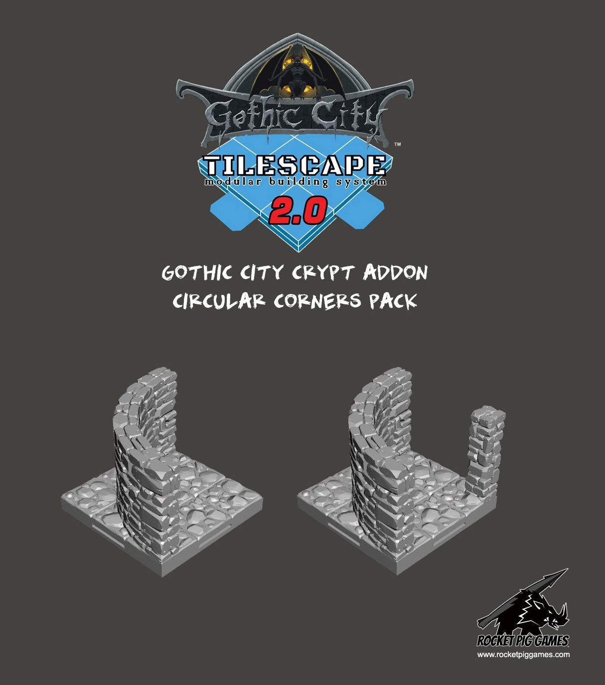 Tilescape™ GOTHIC CITY Crypt Addon Circular Corners Pack