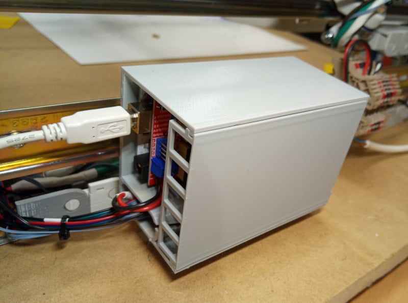 DIN mount fan cooled GRBL enclosure for Arduino UNO + CNC shield