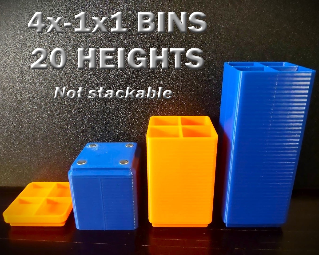 Gridfinity, 4x-1x1, 20 Heights, Magnet Holes