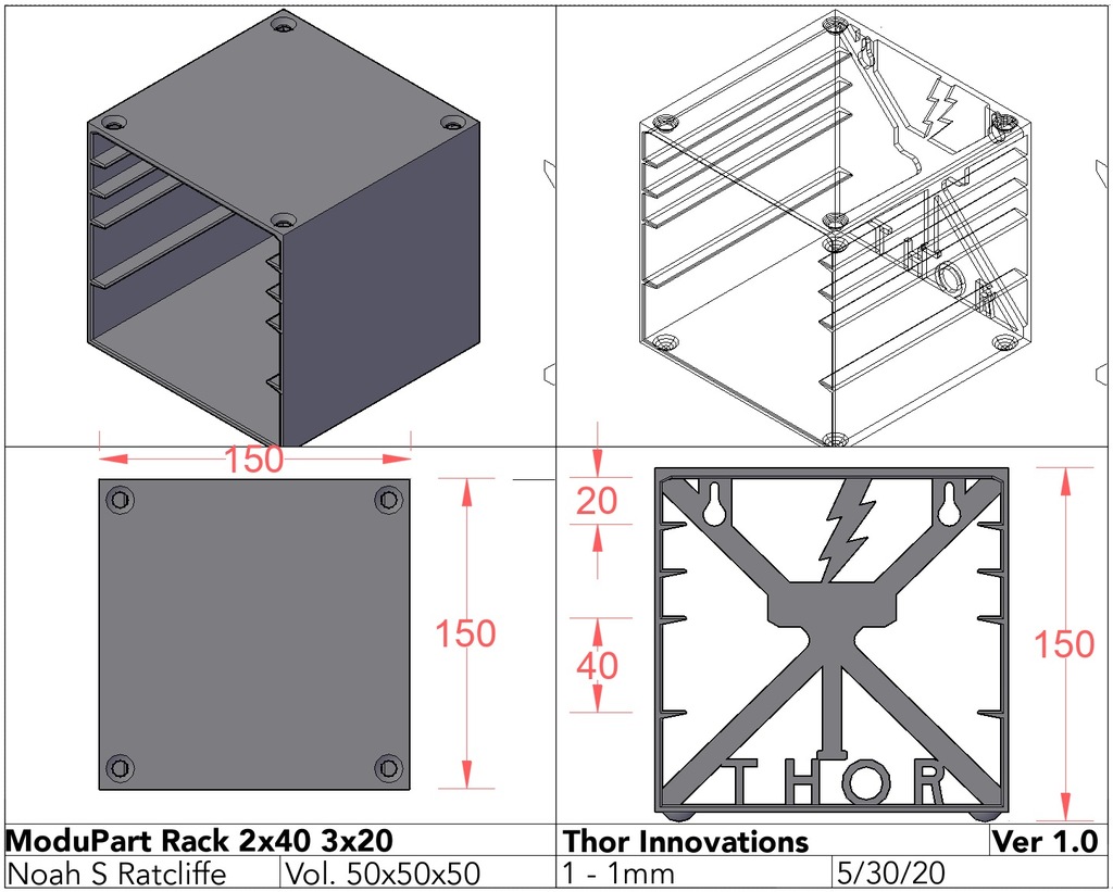 ModuPart Modular Parts Organizer - Rack 2x40 3x20