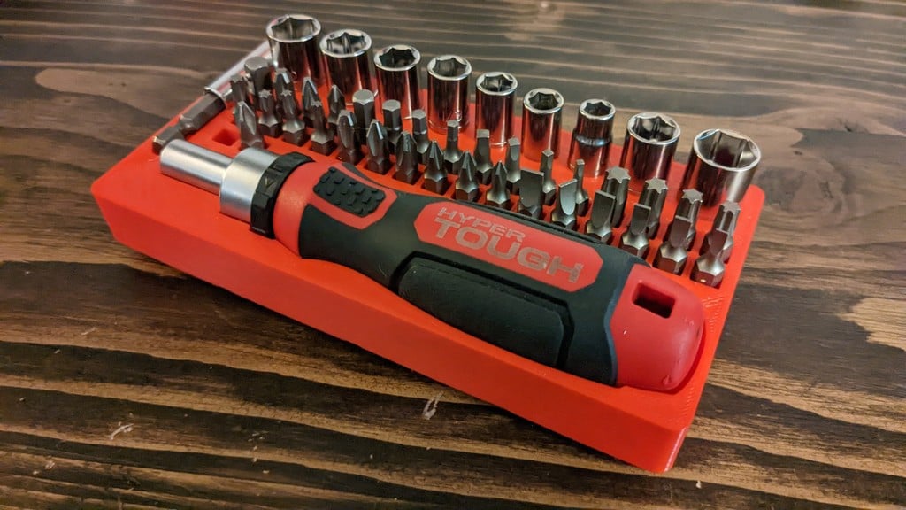 Hyper Tough 65-piece screwdriver gridfinity holder 2x4