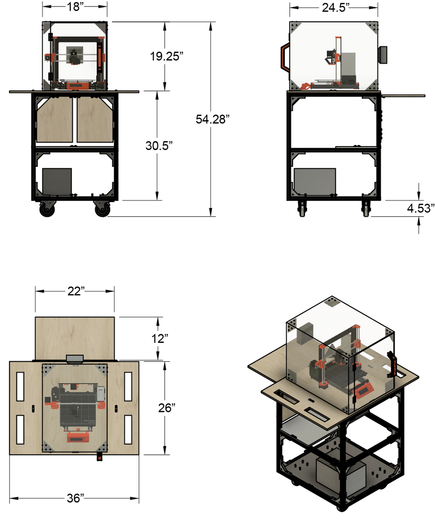Mobile 3D Printing Cart