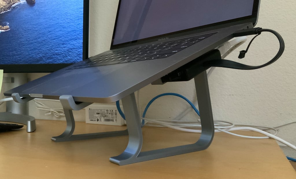 Docking laptop stand with USB-C dock holder