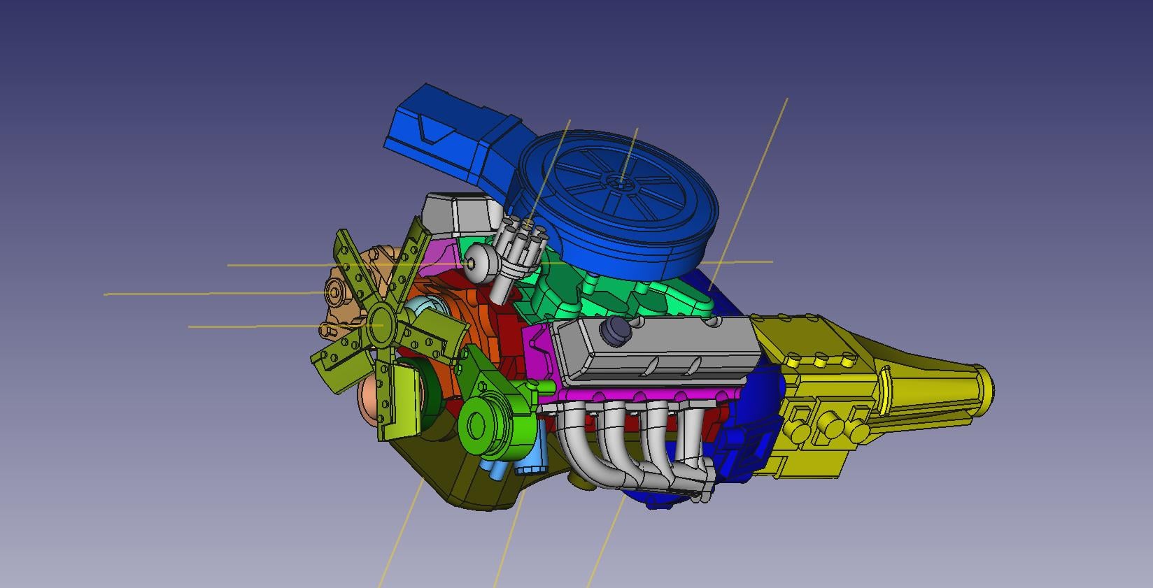 Ford 351 Cleveland engine/transmission in 1/24th scale for model cars