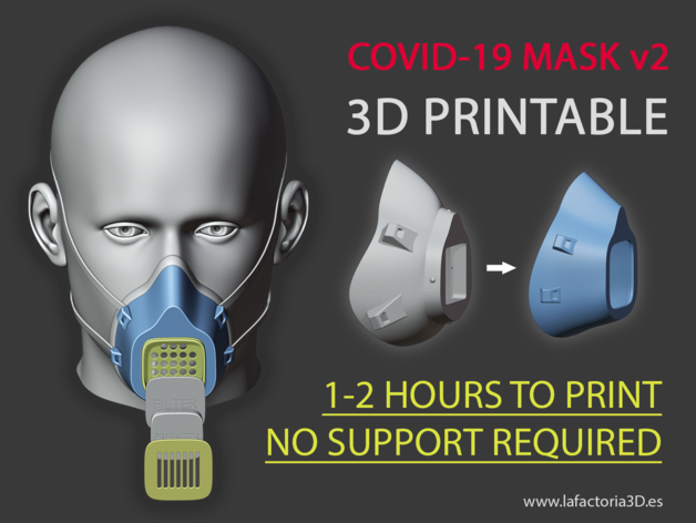 Covid 19 Mask V2 Fast Print No Support Filter Required By