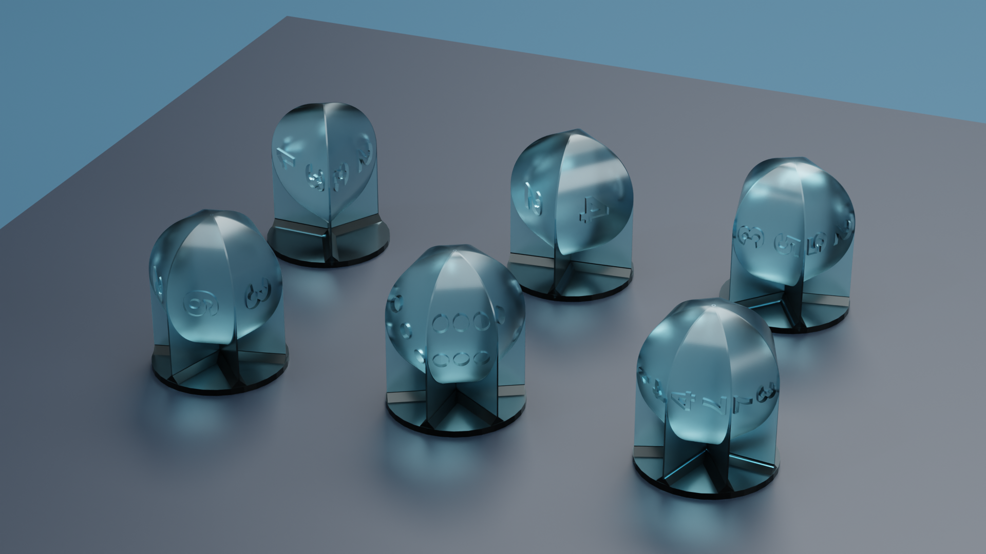 Rounded dice set D3, D4, D5, D6, D7 - Pre-supported for resin printing - RPG dice set by Wargamer Minis