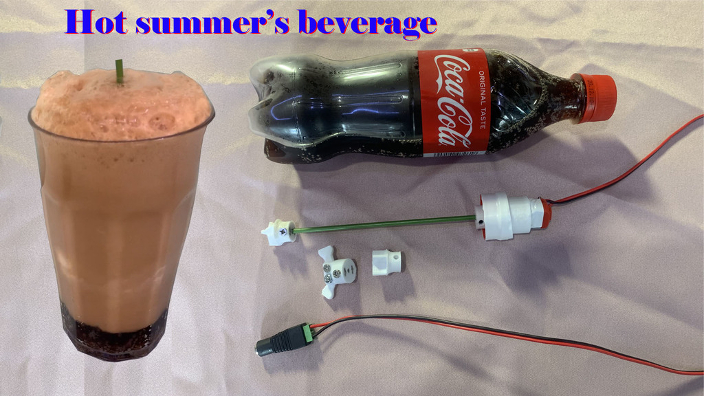 Hot summer’s beverage, how to make a simple juice mixer used in the bottle directly using mini DC motor and 3D printer