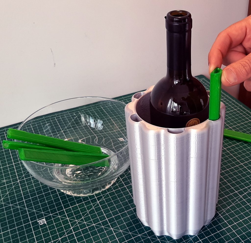 Wine cooler with ice sticks holder
