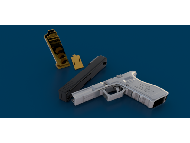 Glock 17 11 Model With Functioning Slide And Magazine.