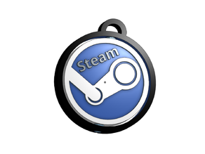Steam™ logo inspired keychain - rotating round - Print in place