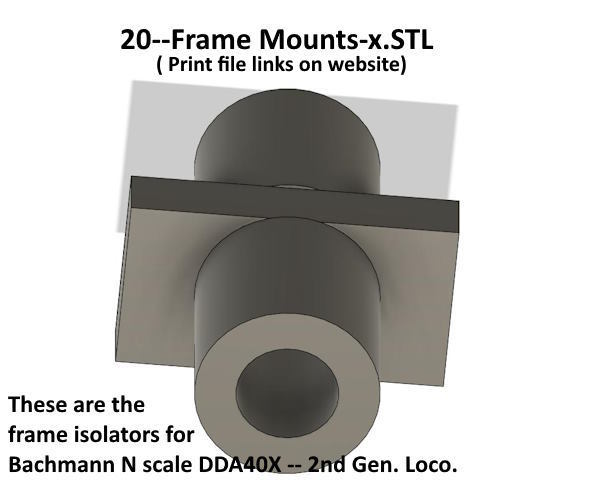 N Scale Frame Isolators for Bachmann DDA40X frames....