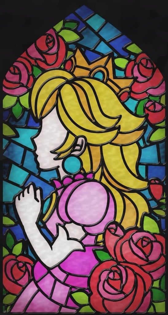 Mario Odyssey Princess Peach Stained glass