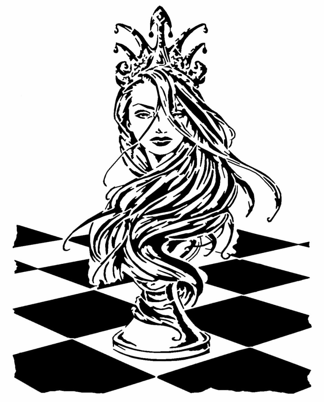Chess Queen stencil