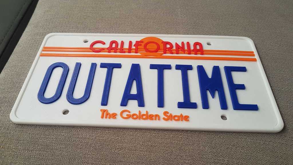 Back to the Future License Plate OUTATIME (75% from original)