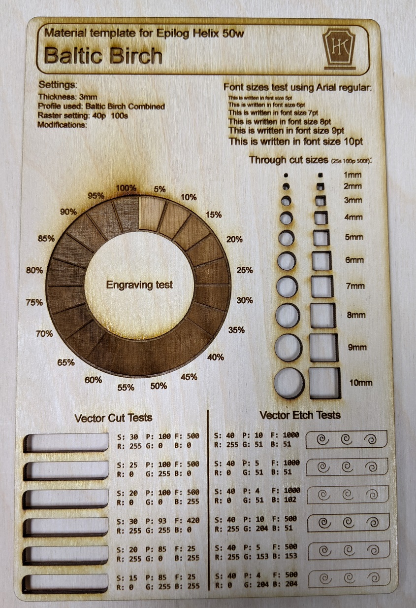 Laser Material Test Cut and Etch Template