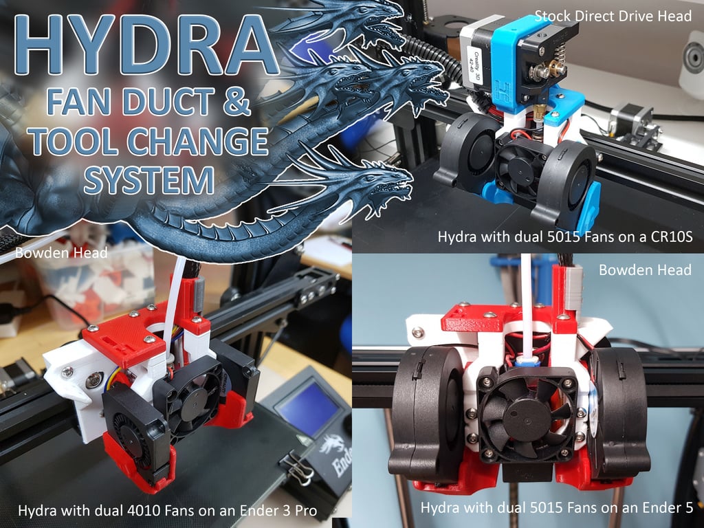 Hydra Fan Duct & Tool Change System for Ender 3 Ender 5  CR10