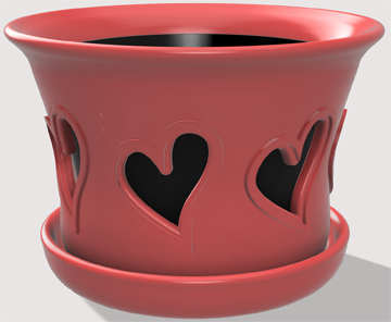 heart flower pot with self-centering saucer