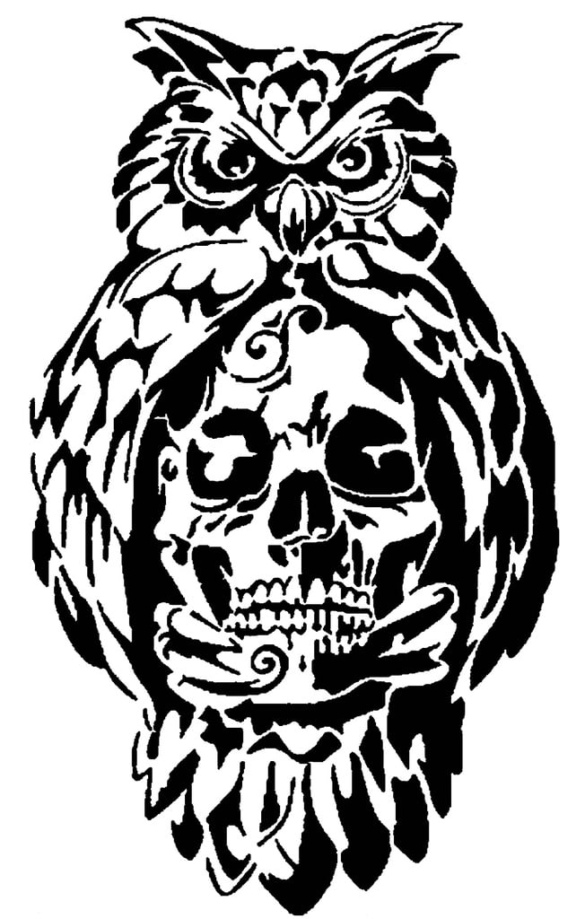 Owl skull stencil 1