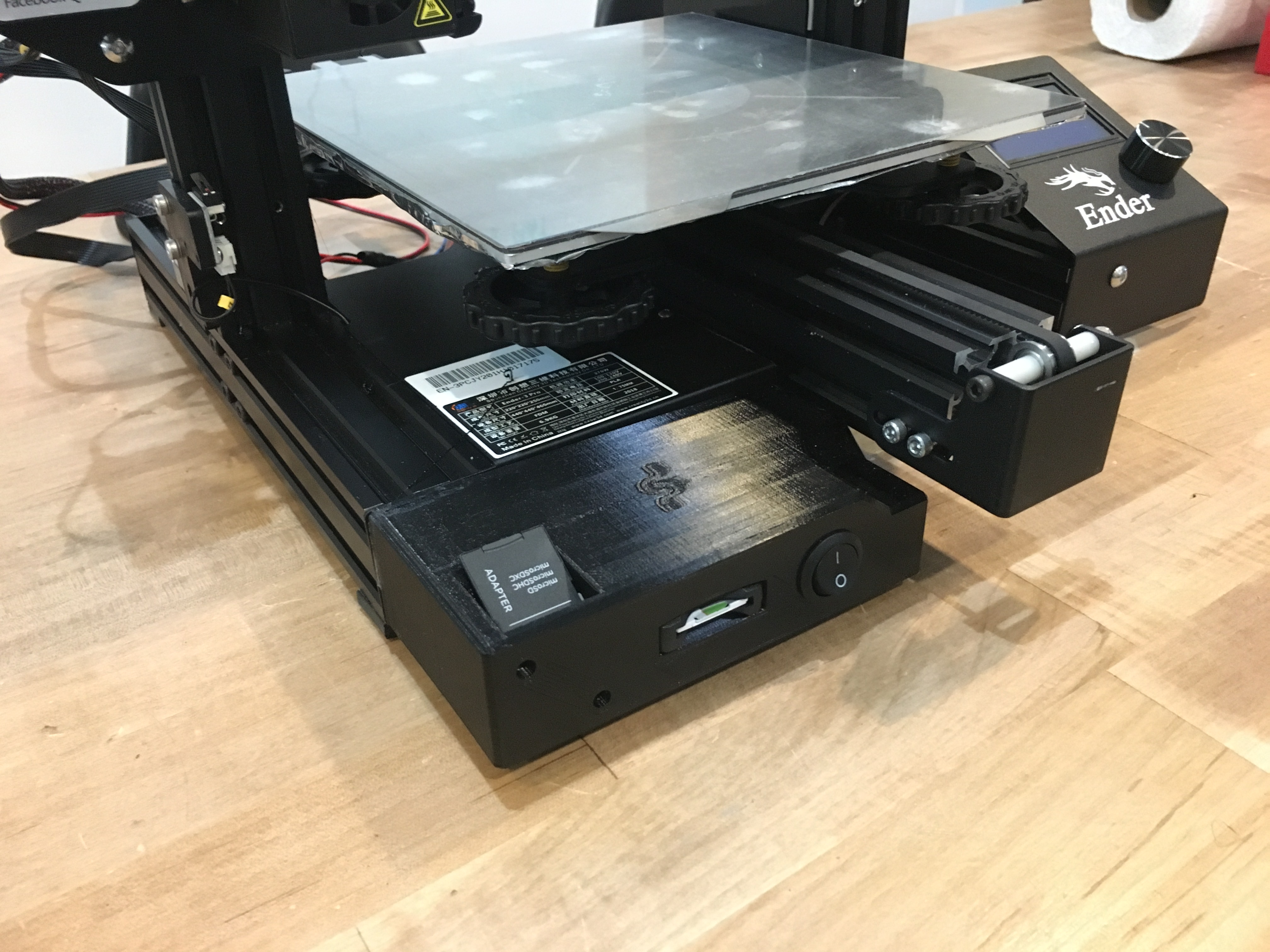 Ender 3 Front Box for SD Card and Light Switch