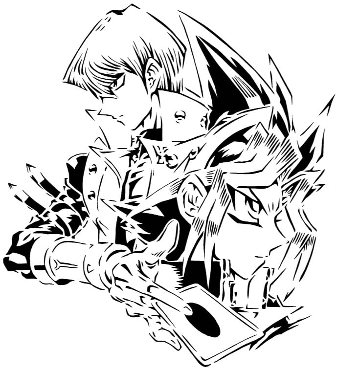 Yugi and Kaiba stencil 2