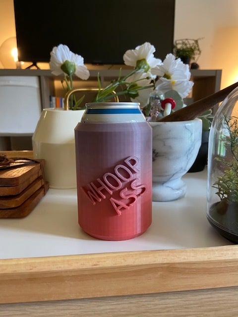 Whoop Ass Can Koozie 12 oz