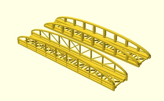 N scale train bridges, steel and concrete versions