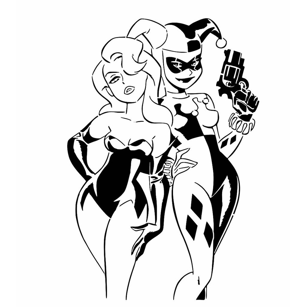 Poison Ivy and Harley Quinn stencil