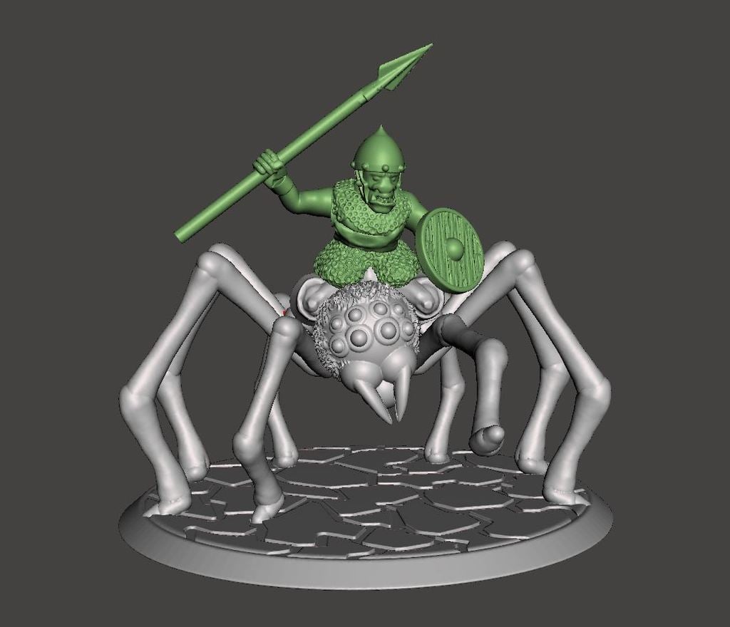 28mm - Orc / Goblin / Hobgoblin Riding Giant Spider