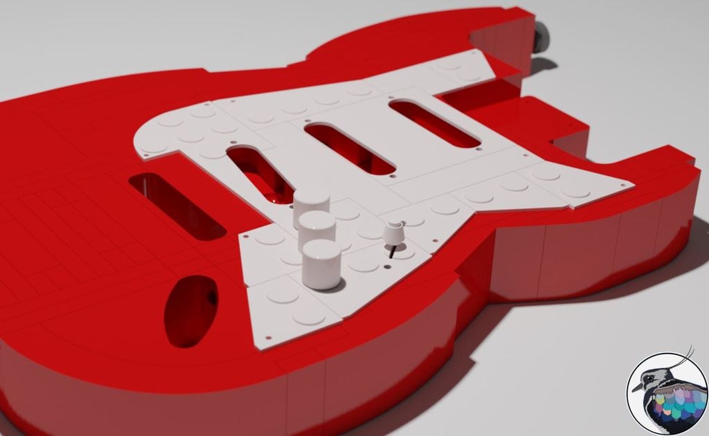 3D Printed LEGO Guitar Body - Stratocaster Type - Full Sized