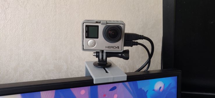 Webcam mount for GoPro (& smartphone dock)