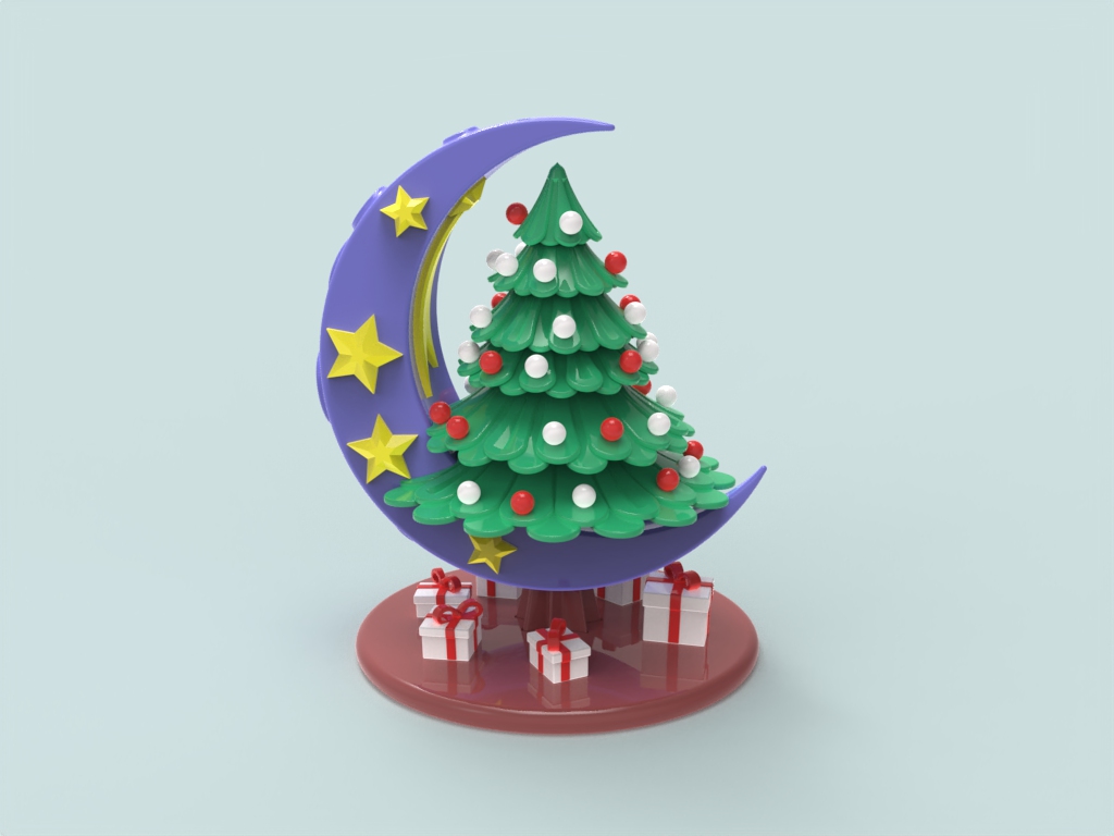 christmas tree with the moon