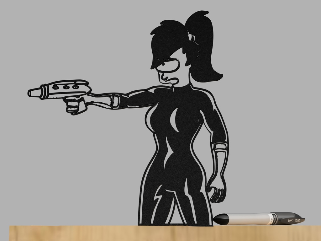 a silhouette of Leela from Futurama
