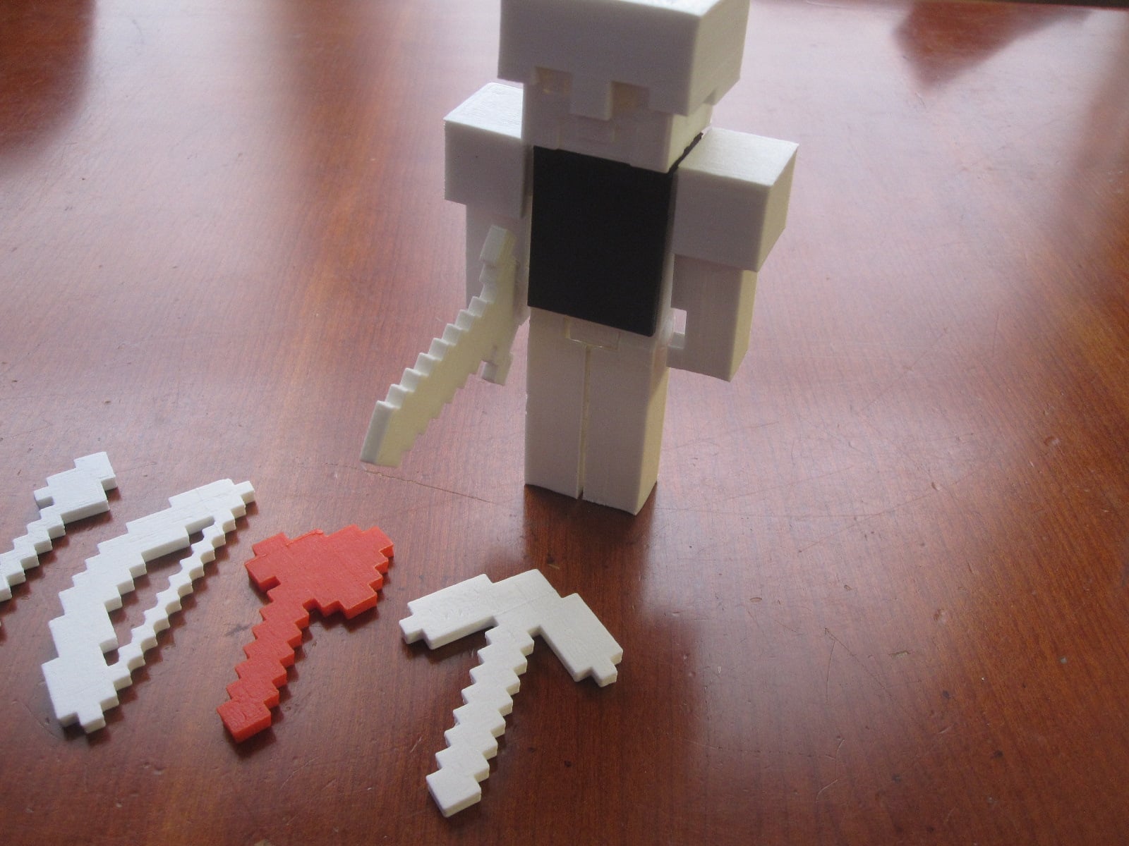 Minecraft Steve complete with chestplate armor. helmet, weapons, tools, Boots, shoulder pads