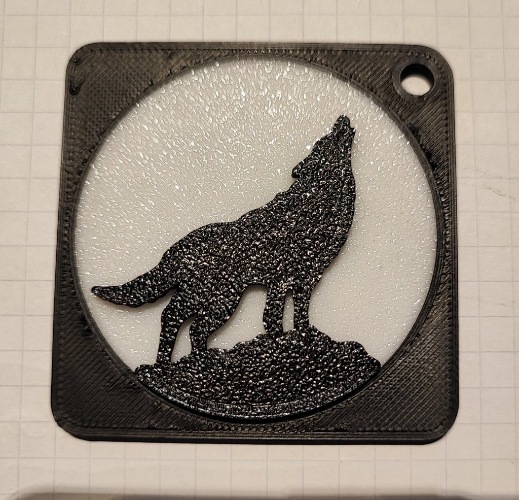 Wolf, moon, medal, keychain