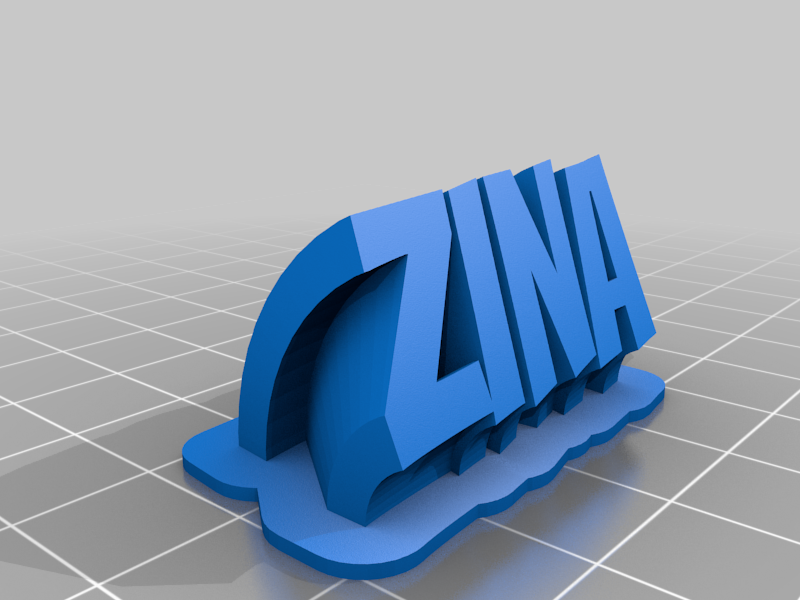 Sweeping 2-line name plate zina