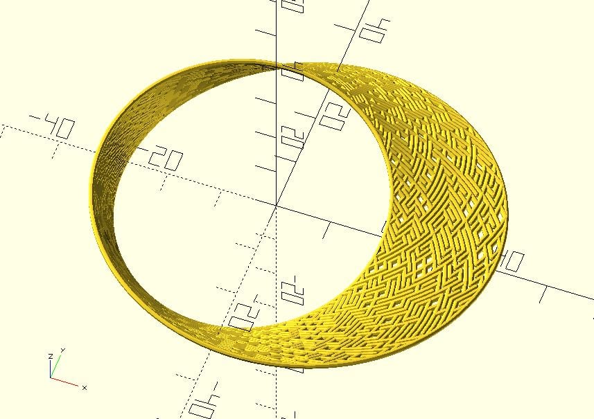 Mobius strip with tiled lines
