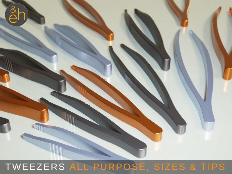 Tweezers - 20 Different All Purpose Ready-to-Print Tweezers from 80 mm/3.1" to 160 mm/6.3"