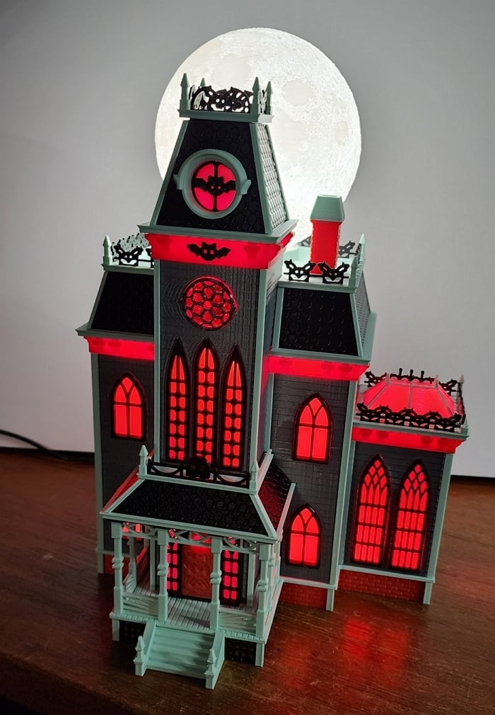 Lighting add-on for Haunted House with lithophane Moon (On Cults3D)