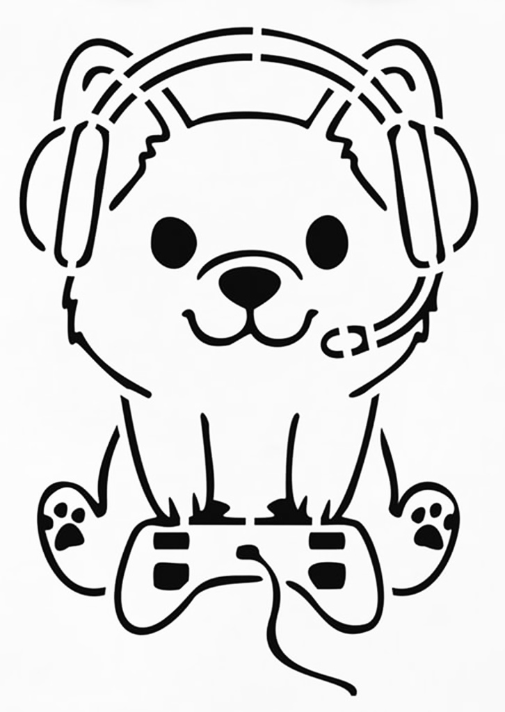 Gamer Dog stencil