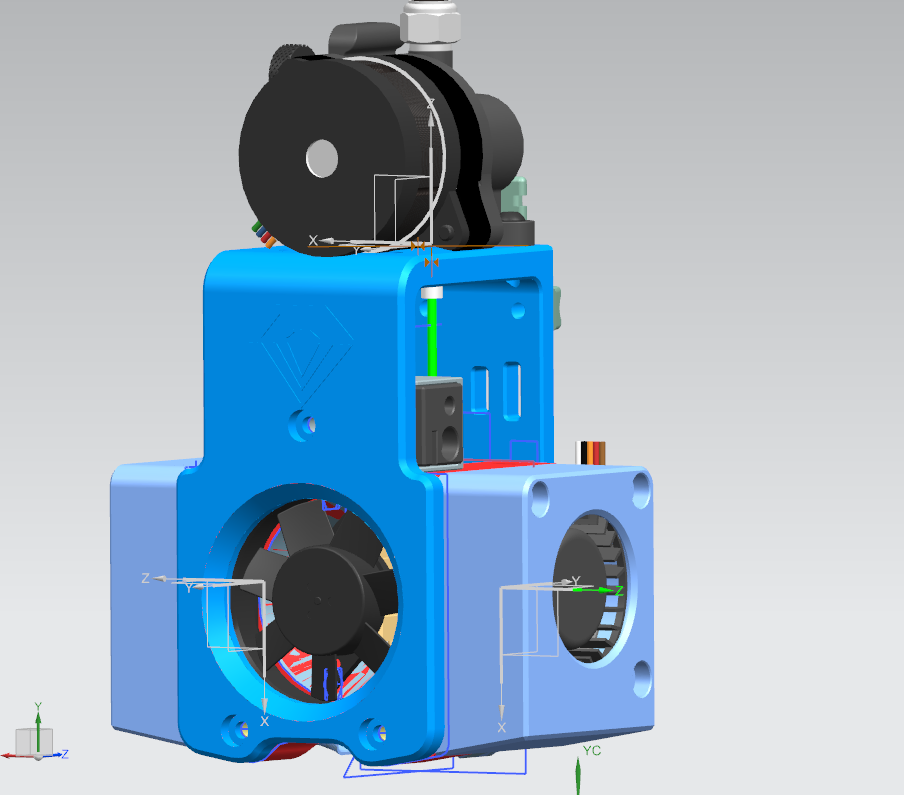 Sapphire Plus, V6 hotend with belt tension, 4020 blower fans, BL touch, Orbiter, ADXL345 mount and Neopixel location,