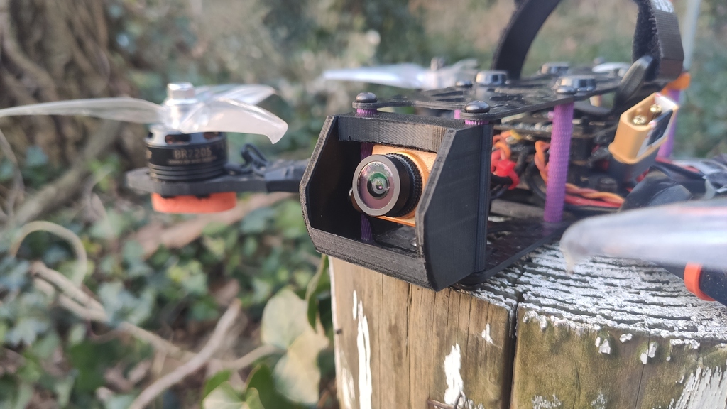 FPV drone camera protector (Remove props visible)
