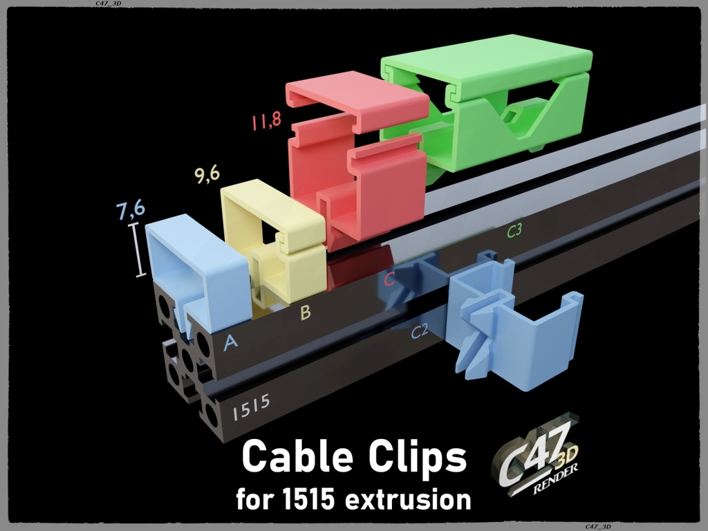 Cable clips for 1515 extrusion - Voron 0.1