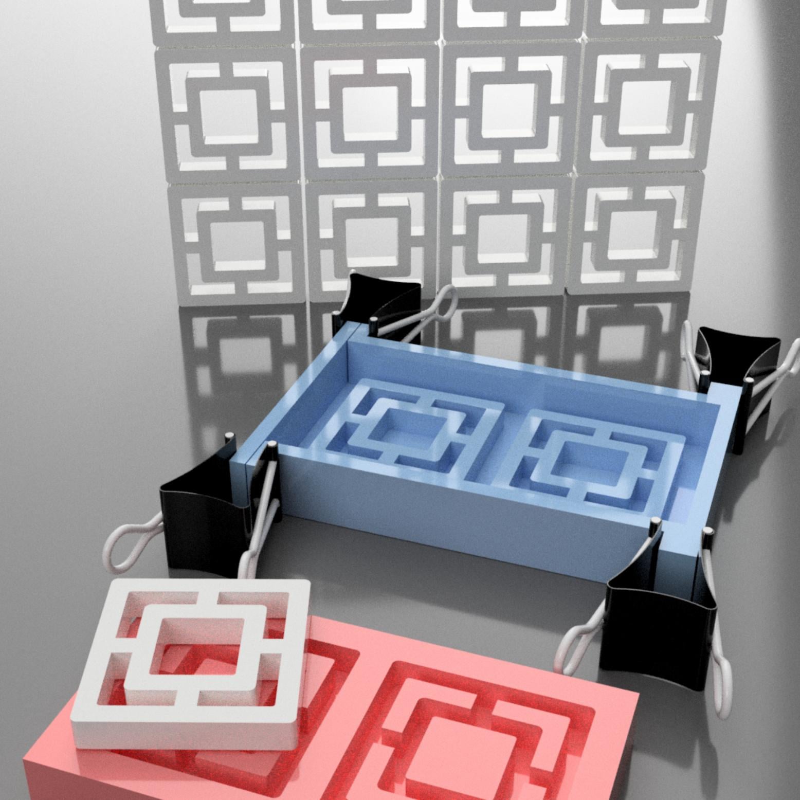 Mold for making a tile floor from plaster or cement.