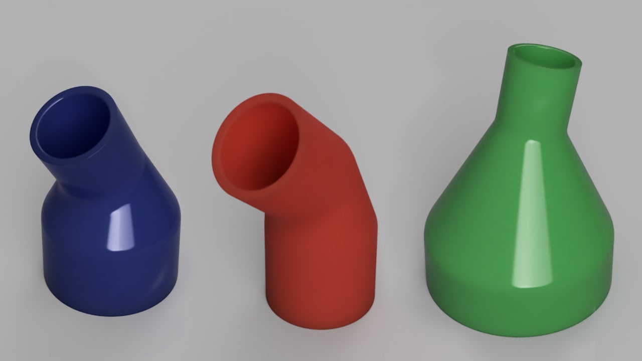 Fully parametric, BENDING circular dust port adaptor