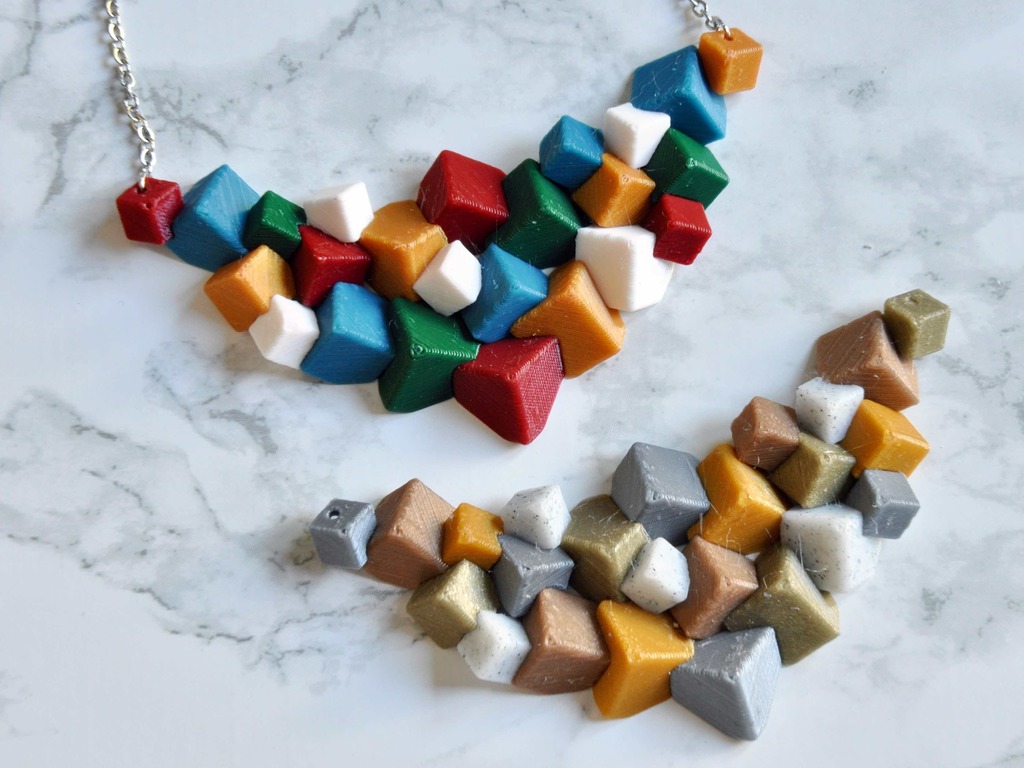 Multi-Colored Cube Necklace