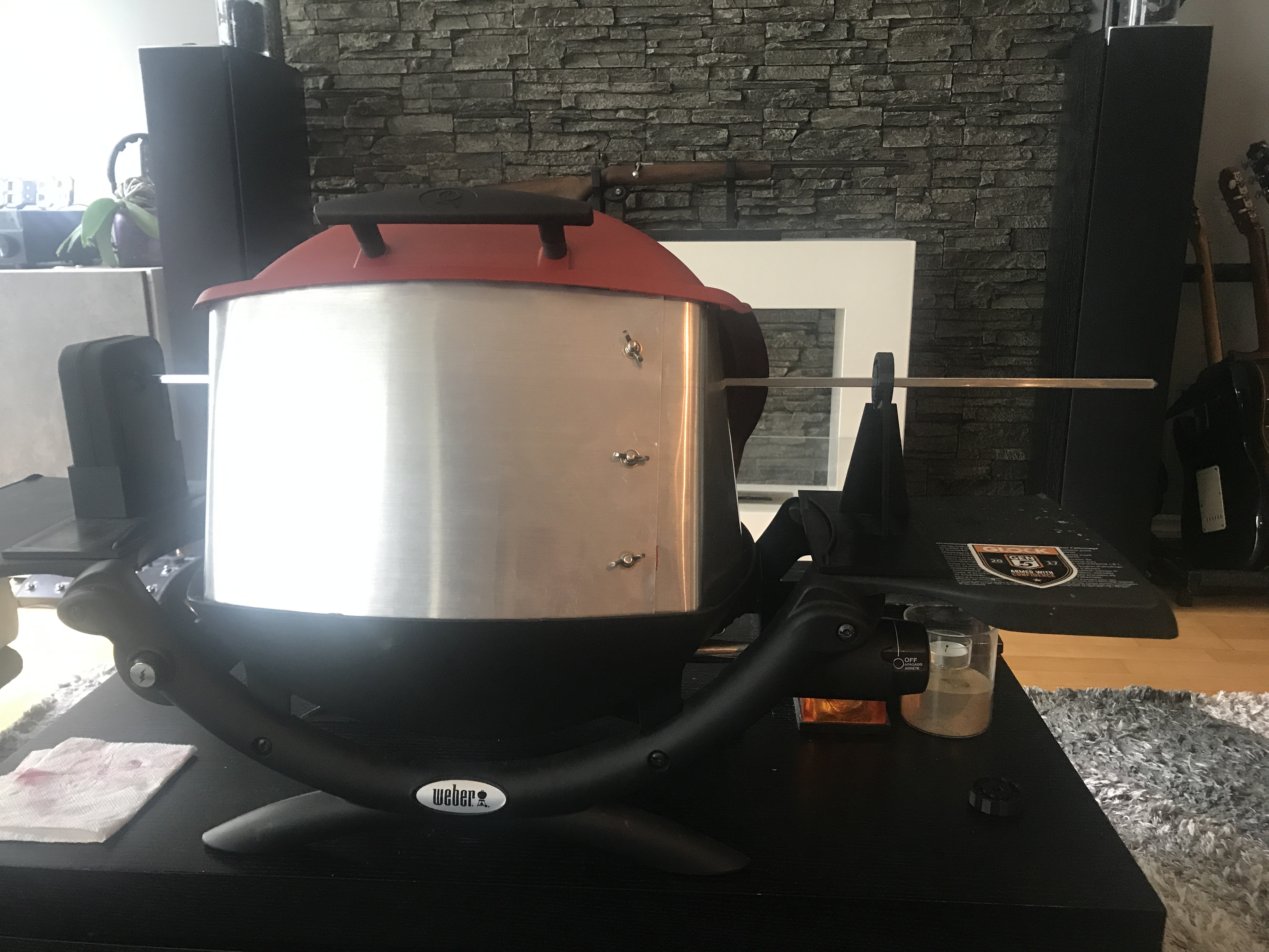 Rotisserie Holders for Weber Q1200 and Grizzly Spit