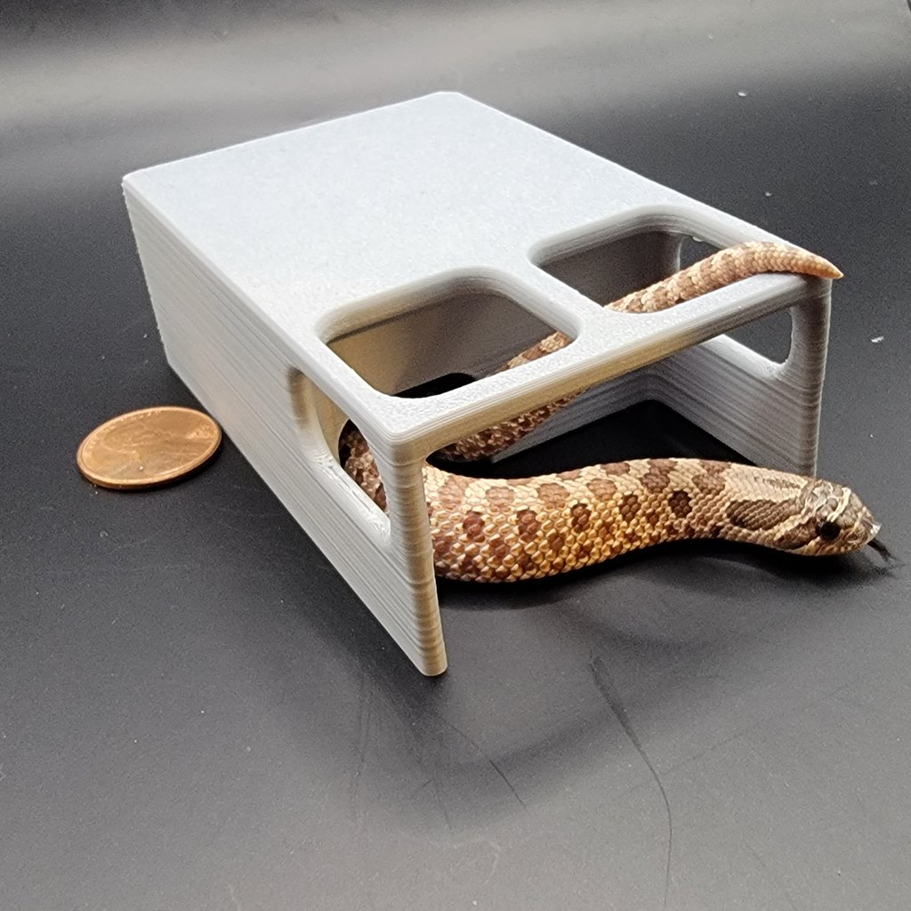 Baby snake or reptile hide with built-in perch