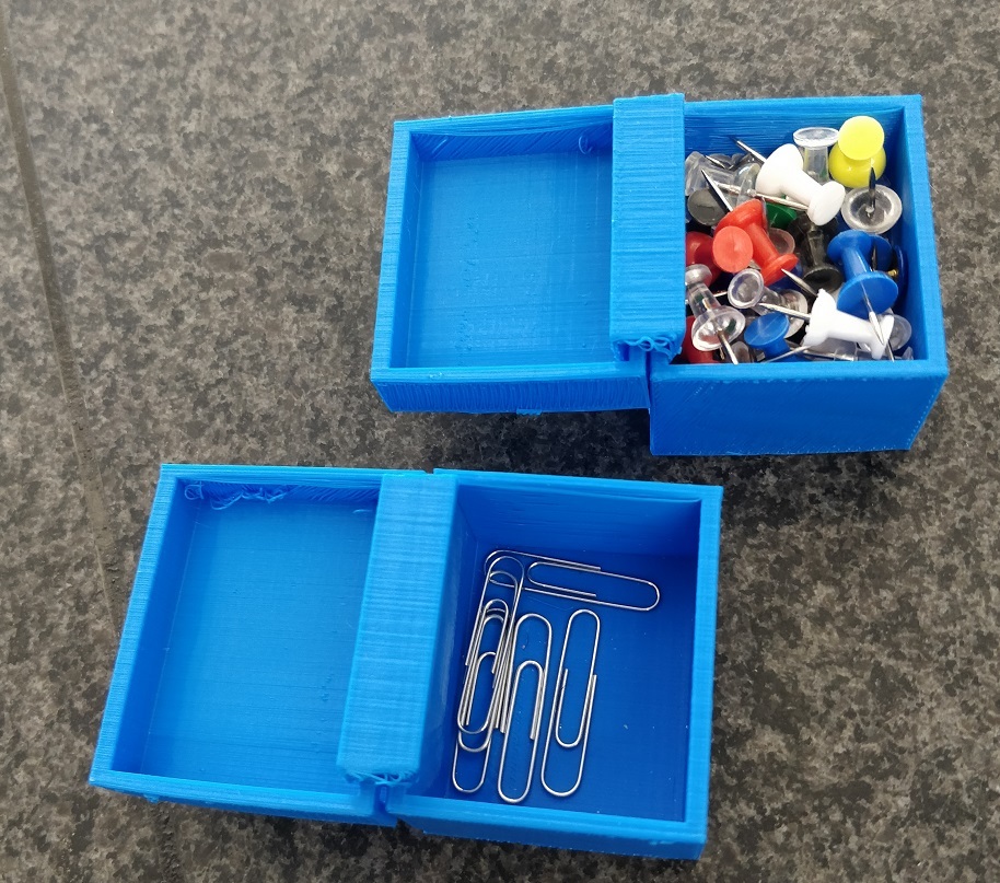 Paper Clips Thumbtacks Labled Print-in-place boxes with lid