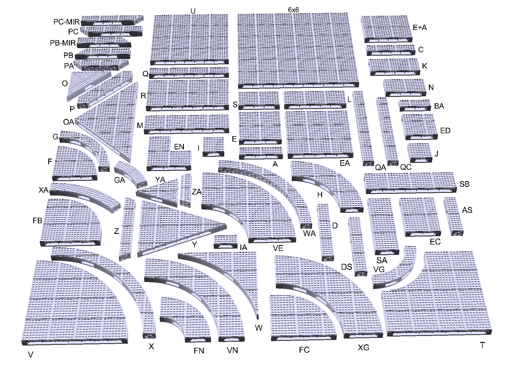 OpenLOCK Floor Tiles set - Sci-Fi / Industrial Square Grill  (1 inch grid)