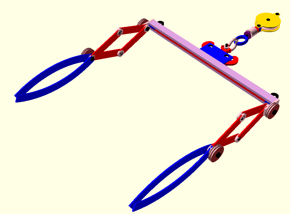 Toys for boys- crane lift-spreader+ wood log scissors- OpenSCAD CSV